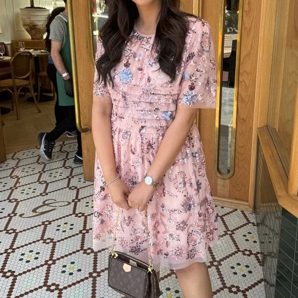 Rachel Parcell sequin embroidery tulle dress in dusty rose - Picture 2 of 4